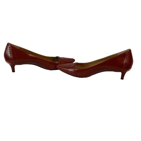 Calvin Klein Womens size 7 Oxblood Brown Leather 2" kitten heel Pointed toe shoe - Picture 9 of 14